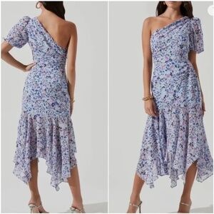 ASTR the Label “Santorini” Floral One-Shoulder Dress